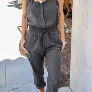 Charcoal Spaghetti Strap Jumpsuit
